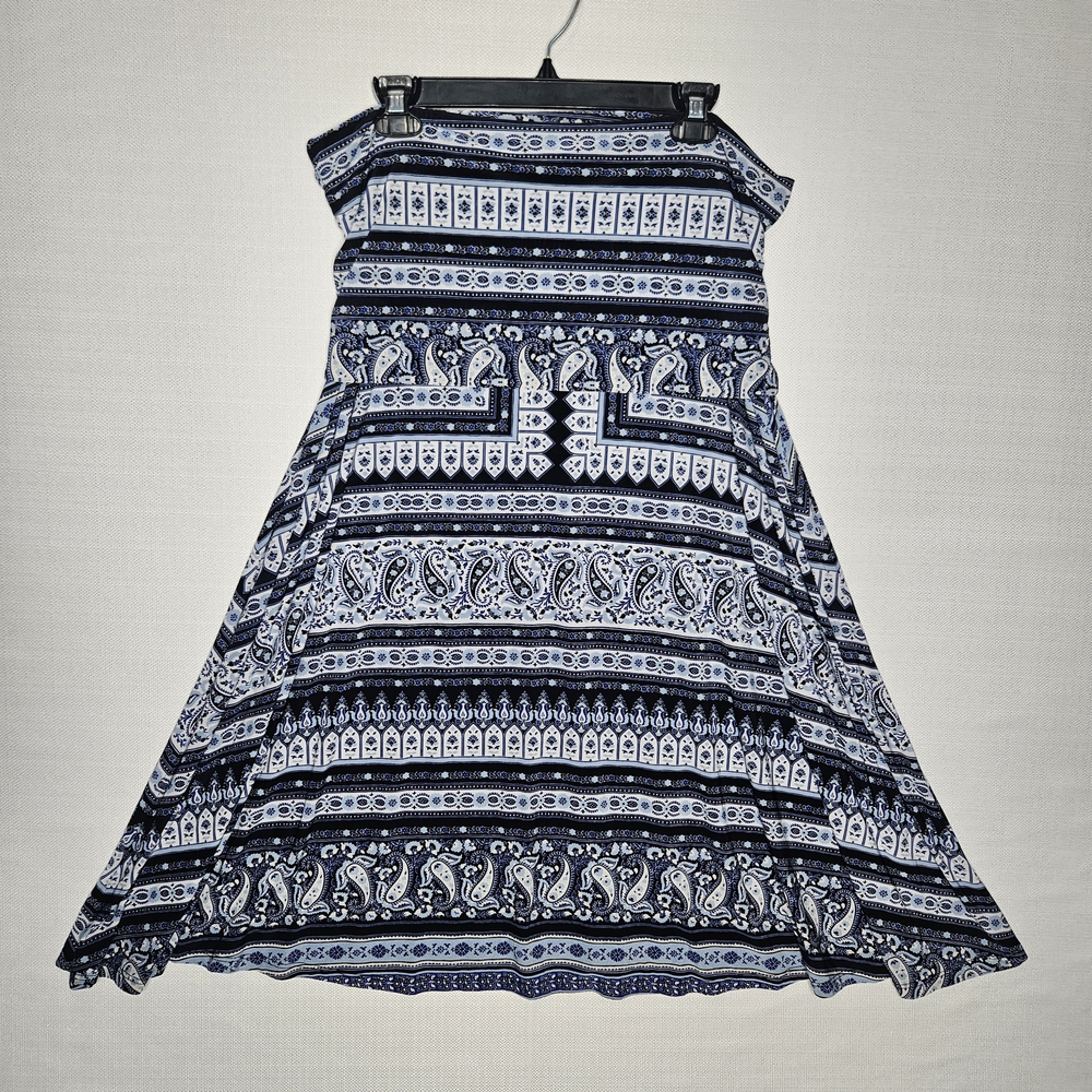 INC International‎ Concepts Paisley Maxi Skirt Navy, Black, White, Blue Size XL